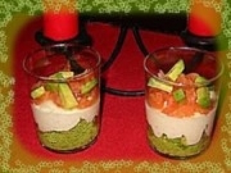 mousse d'avocat et creme de saumon